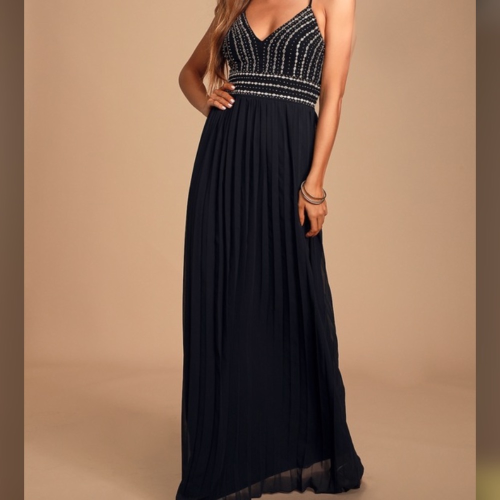 Lulus Glamorous Gala black embroidered maxi dress